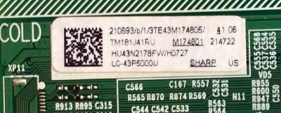 MAIN / FUENTE (COMBO) / SHARP 210693 / RSAG7.820.7456/ROH / HU43N2178FW / 214722 / 3TE43M174805 / M174B01 / TM181J41RU / PANEL JHD426N2F21-K1QL / MODELO LC-43P5000U - Imagen 3