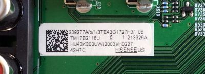 MAIN / HISENSE 209277 / RSAG7.820.6715/ROH / 213326 / HU43K300UW(2003) / 3TE43G1727H3 / 209277A / 213326A / TM17B2116U / PANEL HD426K3U51-T1\S3\ / MODELO 43H7C - Imagen 2