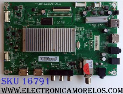 MAIN / SHARP XGCB0QK045 / 715G7228-M01-002-004Y / XGCB0QK045010X / PANEL TPT430H3-HVN01.U REV:S081B / MODELO LC-43LB481U