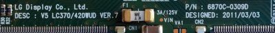 T-CON / LG 6871L-1973L / 6870C-0309D / 1973L / LC370 / 420WUD VER.7 / PANEL LC420WUF (SC)(A2) / MODELO 42LK520-UA AUSYLUR - Imagen 3