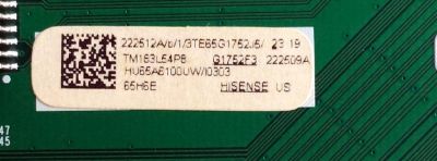 MAIN / HISENSE 222512 / RSAG7.820.7921/ROH / HU65A6100UW / G1752F3 / 3TE65G1752J5 / 222509A / 222512A / 222509 / PANEL HD650S1U51\S1\GM\CKD\ROH / MODELO 65H6E R65G1752 - Imagen 3