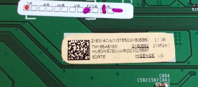 MAIN PARA TV HISENSE·ROKU TV / NUMERO DE PARTE 216314 / RSAG7.820.7350/ROH / 219524 / HU50N3030UWR / DISPLAY T500QVN03.9 / PANEL'S HD500K3U53\S1\GM\CKD\ROH / HD500K3U53\S1\BBY\GM\ROH 213553 / MODELOS 50R7E / 50R6D - Imagen 3