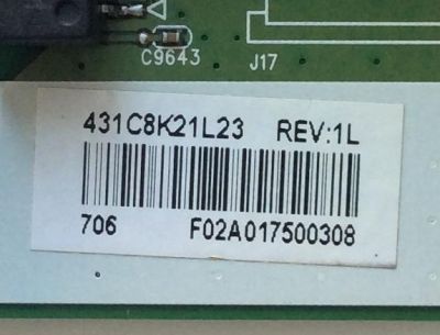 MAIN PARA TV TOSHIBA / NUMERO DE PARTE 431C8K21L23 / 461C8K21L23 / SBB55T VTV-L55730 / SUSTITUTA 431C8K21L22 / PANEL K550WDR1 / DISPLAY ST5461D04-2 / MODELO 55L621U - Imagen 3