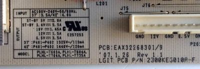 FUENTE DE PODER / LG EAY34796801 / 34796801 / EAX322668301 / 9 / 2300KEG010A-F / PANEL LC370WX3 (SL)(D1)/  MODELOS 37LC7D-UK / 37LC7D-UB.AUSVLMM - Imagen 2