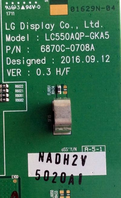 T-CON / SONY 6871L-5020A / 5020A / LC550AQP-GKA5 / 6870C-0708A  PANEL LC650AQP (GK)(A5) / MODELO XBR-65A1E - Imagen 2