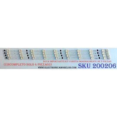 KIT DE LEDS ORIGINAL PARA TV SAMSUNG / INCOMPLETO 4 PIEZAS / NUMERO DE PARTE BN96-25300A / 25300A / N3K JC / 2013SVS32F 9 REV1.8 130103 / PANEL CY-HF320BGLV1H / MODELO UN32F5500AFXZX / UN32F5500AFXZA TS01 / KIT CONSTA ORIGINALMENTE DE 5 PIEZAS