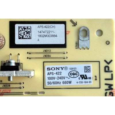 FUENTE DE PODER PARA TV SONY BRAVIA / NUMERO DE PARTE 147472211 / 147472212 / 1-983-477-12 / 1-983-477-13 / 1-474-722-11 / 1-474-722-12 / APS-422(CH) / APS-422 / PANEL LE550AQP / MODELOS XBR-55A8F / XBR55A8F / XBR-65A8F / XBR65A8F / XBR-65A8H / XBR65A8H - Imagen 2
