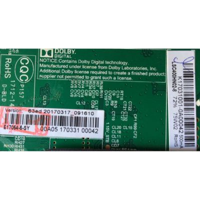 MAIN / FUENTE (COMBO) K17031001 / TP.MS3393.PB751 / PANEL T400-V35-DLED / MODELO ELFW4017 - Imagen 2