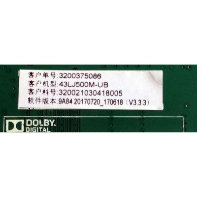 MAIN / FUENTE (COMBO) / LG H17081950 / TP.MS3553.PB765 / 32003752086 / 43LJ500M-UB / 320021030418005 / 9A84 20170720_170618 / PANEL BOEI430WU1 / MODELO 43LJ500M - Imagen 3
