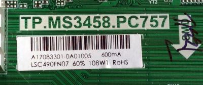 MAIN / FUENTE (COMBO) / ATYME A17083301 / TP.MS3458.PC757 / AE0011220 / LSC490FN07 108W1 / 12134083574 / PANEL LSC490FN08 / MODELO 490AM7UD K033LH7A - Imagen 3