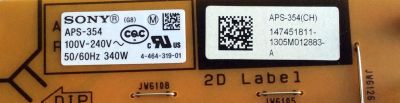 FUENTE DE PODER / SONY 1-474-518-11 / APS-354 / 147451811 / APS-354(CH) / 1-888-527-11 / PANEL SYV6531 / MODELOS XBR-65X850A / XBR-65X900A - Imagen 2