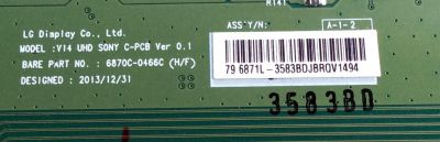 T-CON / SONY 4K 3D 6871L-3583B / 6870C-0466C / 3583B / E88441 / PANEL YD4S790LTG01 / MODELO XBR-79X900B - Imagen 2