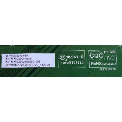 MAIN FUENTE COMBO ORIGINAL PARA TV VIZIO  / NUMERO DE PARTE H17113271 / TP.MS3553.PB763 / H17113271-0A06350 / 3200418251 / 320021039901005 / 6725 20170720_142920 / 2025A001A0 / 2097A586C0 / PANEL BOEI430WU1 / DISPLAY HV430FHB-N10 / MODELO D43N-E4 - Imagen 3