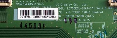 T-CON PARA TV SONY / NUMERO DE PARTE 4450D / 6871L-4450D / 6870C-0616B / LC750EQL-SJA1-731 / PARTE SUSTITUTA 4450B / 6871L-4450B / PANEL S750QF58 V5 / DISPLAY LC750EQL (SJ)(A1) / MODELO XBR75X850D / XBR-75X850D - Imagen 2