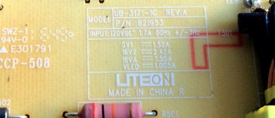 FUENTE DE PODER PARA TV 4K UHD / NUMERO DE PARTE PK101W1230I / 01-PK101W1230I / 01-PK101W1230I-VGBEL / 821953 / UB-3171-1C / PANEL K490WDR1 / MODELO 49L621U / 49L621U REV.B - Imagen 4