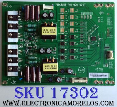 LED DRIVER / VIZIO LNTVGT398XAH6 / 715G8518-P01-000-004Y / E342828 / MODELOS E75-E1 LTMAGRAT / E75-E1