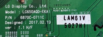 T-CON / LG 6871L-5027H / 6870C-0711C / LC650AQD-EKA1 / 5027H / PANEL LC650AQD (EK)(A1) / MODELOS OLED65C7P-U / OLED65C7P-U.BUSYLJR - Imagen 2