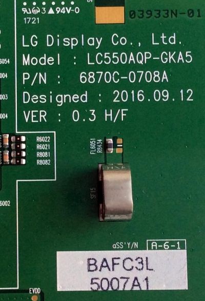 T-CON / SONY 6871L-5007A / 6870C-0708A / LC550AQP-GKA5 / 5007A / PANEL LC550APQ (GK)(A5) / MODELO XBR-55A1E /  XBR55A1E - Imagen 2
