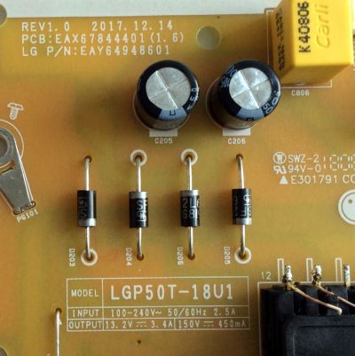 FUENTE DE PODER / LG EAY64948601 / 64948601 / EAX67844401(1.6) / LGP50T-18U1 / E301791 / EAX67844401 / PANEL´S NC500DQE-VXGR2 / HC500DQN-VCUR2-914X / MODELOS 50UK6500AUA BUSJLOR / 50UK6500AUA AUSJLJR / 50UK6090PUA.BUSSLOR - Imagen 2