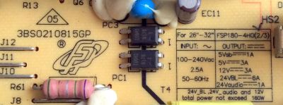FUENTE DE PODER / GPX FSP180-4H02 / 3BS0210815GP / FSP180-4H0(2/3) / E211940 / PANEL LTA320AP02-W37 / MODELOS TD3220B / TD3220BRS - Imagen 2