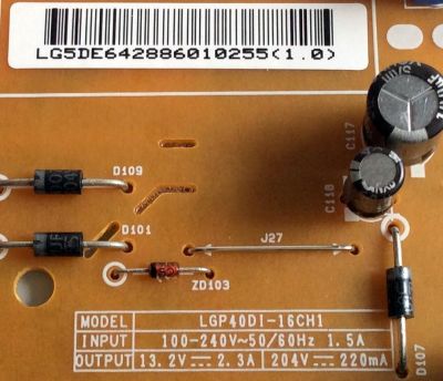 FUENTE DE PODER / LG EAY64288601 / EAX66862601(1.4) / 64288601 / LGP4DI-16CH1 / PLDF-L502A / 3PCR01372A / EAX66862601 / KB-3151C / MODELOS 40LH5300-UA / 40LH5300-UA AUSJLJM / 40LH5300-UA.BUSJLJM - Imagen 3
