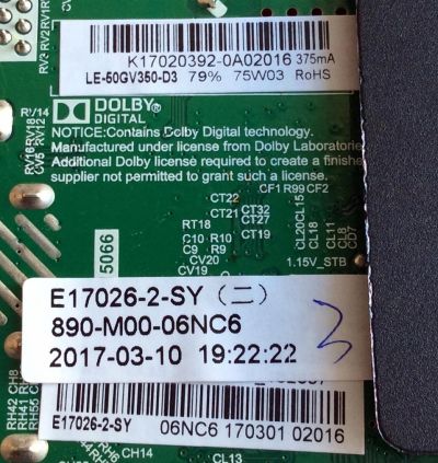 MAIN / FUENTE (COMBO) ELEMENT K17020392 / TP.MS3393.PB801 / E17026-2-SY / 890-M00-06NC6 / LE-50GV350-D3 / PANEL T500-V35-DLED / DISPLAY T500HVN07.5 / MODELOS ELEFW5017 LE-50GV350-D3 / ELEFW5017 C7A4M0A0S - Imagen 3