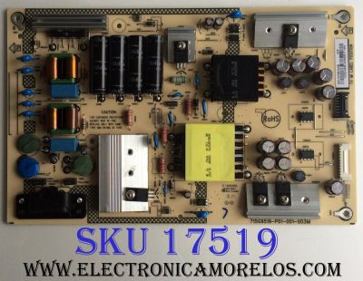 FUENTE DE PODER PARA TV SHARP / NUMERO DE PARTE PLTVHY291XAG5 / 715G9519-P01-001-003M / (X)PLTVHY291XAG5 / E168066 / PANEL TPT500J1-HVN07.U REV:S500AH / DISPLAY T500HVN07.5 / MODELO LC-50LB601U