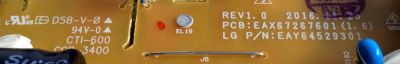 FUENTE DE PODER PARA TV LG / NUMERO DE PARTE EAY64529301 / 64529301 / EAX67267601(1.0) / LGP43D-17U2 / EAX67267601 / PANEL LC430DGG (FK)(M3) / MODELO 43UV340H-UA / 43UV340H-UA BUSYLJM - Imagen 2