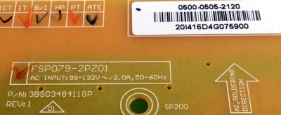 FUENTE DE PODER / JVC 0500-0505-2120 / FSP079-2PZ01 / 050005052120 / 3BS0348411GP / PANEL V390HJ1-LE6 Rev.C4 / MODELO EM39T TC1DED - Imagen 2