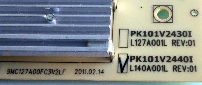 FUENTE DE PODER / TOSHIBA PK101V2440I / 9MC127A00FC3V2LF / L140A001L / REV:01 / PARTE SUSTITUTA PK101V2570I / 75024014 / PANEL LTA550HJ12 T01 / MODELOS 55SL412U - Imagen 2