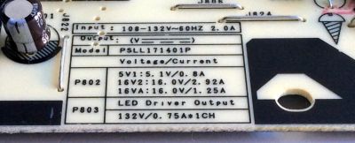 FUENTE DE PODER PARA TV TOSHIBA / NUMERO DE PARTE PK101W1580I / PSLL171401P / 11-PK101W1580I / REV.100 / DDSXL-H21-5398-REV100 / PANEL K550WDRA / LSC550FN11 / DISPLAY ST6461D07-2 / MODELOS 55L711U18 / 55L711M18 - Imagen 2