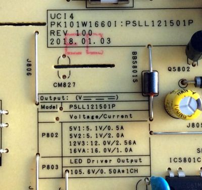 FUENTE DE PODER / BEST BUY / TOSHIBA PK101W1660I / PSLL121501P / 11-PK101W1660I / REV.100 / DDSXL-I19-1562-REV100 / PANEL K430WDRA / MODELO 43LF621U19 - Imagen 3