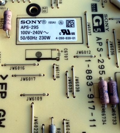 FUENTE DE PODER DE PODER SONY / NUMERO DE PARTE 147430611 / 1-474-306-11 / APS-295 / 1-883-917-11 / APS-295(ID) / PANEL LTY460HQ04 / MODELO KDL-46HX729 - Imagen 2