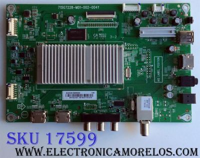 MAIN / INSIGNIA XGCB01K032 / 715G7228-M01-002-004Y / XGCB01K032000X / PANEL TPT390J1-HVN04 REV.S001C / DISPLAY T390HVN04.0 / MODELO NS-39DR510NA17