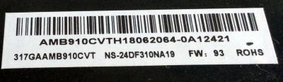 MAIN / INSIGNIA H18062064 / TD.T950.61 / 317GAAMB910CVT / AMB910CVTH18062064 / E-P-BSSW-24 / HV236WHB-N00 / PANEL TPM236WH2-WHBN00.K REV:S5941A / MODELO NS-24DF310NA19 - Imagen 3