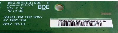 T-CON / SONY HV550QUBN5K / 47-6021164 / B03304EE0160C A / 1322 / 3RG851693513 / PANEL YM8F550CO01 / MODELO KD-55X750F / KD-55X751F - Imagen 2