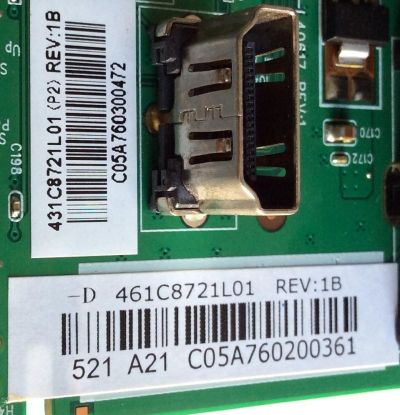 MAIN PARA TV TOSHIBA / NUMERO DE PARTE 431C8721L01 / 461C8721L01 / SR040T / VTV-L40617 REV:1 / 431C8721L01 REV:1B / 461C8721L01 REV:1B / PANEL V400HJ6-ME2 Rev.C1 / MODELOS 40L310U / 40L310U Rev.A - Imagen 3