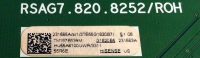 MAIN / HISENSE 231565 / RSAG7.820.8252/ROH / 231563 / 231565A / 231563A / HU55A6100UWR / 3TE55G1820B5 / TM187B539M / G1820B5 / PANEL HD550S1U81-L1\S2\GM\CKD\ROH /  MODELO 55R6E - Imagen 2