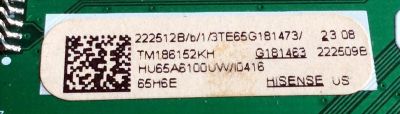 MAIN / HISENSE 222512 / RSAG7.820.7921/ROH / HU65A6100UW / 222509 / 222512B / 222509B / G181463 / 3TE65G181473 / PANEL HD650S1U51\S1\GM\ROH / 228783 / MODELO 65H6E - Imagen 3