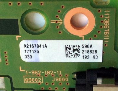TARJETA JK20 / SONY A-2167-841-A / A2167841A 596A / 173667611 / 1-982-182-11 / PARTE SUSTITUTA A-2194-185-A / PANEL / MODELO XBR-55X930E - Imagen 2