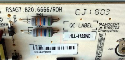 FUENTE DE PODER / HISENSE 225759 / RSAG7.820.6666/ROG / HLL-4155W0 / E166702 / CQC13134095636 / PANEL / MODELO 49H6E - Imagen 2