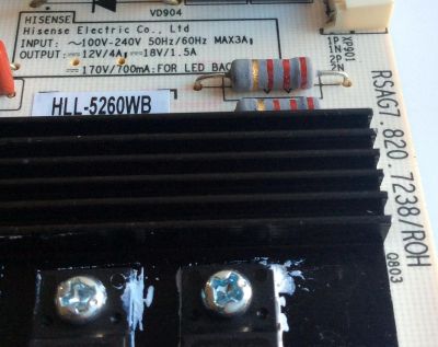 FUENTE DE PODER / HISENSE 227178 / RSAG7.820.7238/ROH / HLL-5260WB / E166702 / CQC13134095636 / MODELO 55H6D - Imagen 3