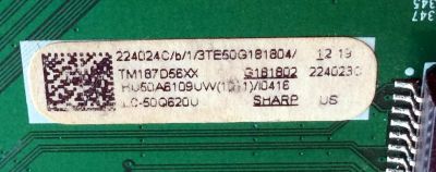 MAIN / SHARP 224024C / RSAG7.820.7918/ROH / 224023C / 224024 / 224023 / HU50A6109UW(1011) / PANEL HD500S1U51\T0L1\S3\GM\CKD\ROH TM187D56XX / 3TE50G181804 / MODELO LC-50Q620U - Imagen 2