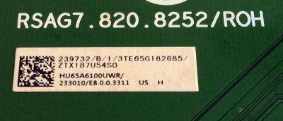 MAIN / HISENSE 239732 / RSAG7.820.8252/ROH / 233010 / HU65A6100UWR / ZTX187U54S0 / /B/1/3TE65G182685 / E303981 / PANEL / MODELOS 65R6070E / FH65R6E - Imagen 2