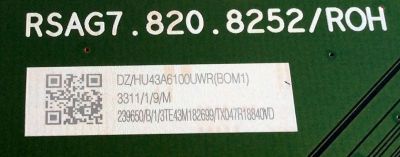 MAIN / HISENSE 239650 / RSAG7.820.8252/ROH / HU43A6100UWR / 3TE43M182699 / TX047R18840VD / PANEL JHD425S1U51-L2 / MODELO 43R6E - Imagen 3
