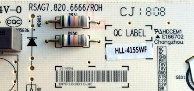 FUENTE DE PODER / HISENSE 211994 / RSAG7.820.6666/ROH / HLL-4155WF / DPD183D10JR /  CQC13134095636  / MODELO 43R7E - Imagen 2
