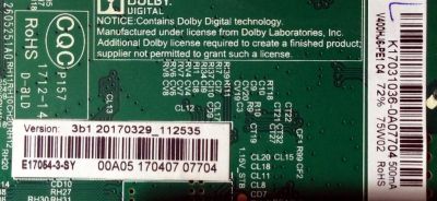 MAIN FUENTE PARA TV ELEMENT E17054-3-SY / TP.MS3393.PB751 / K17031036 / V400HJ6-PE1 / PANEL T400-V35-DLED / DISPLAY V400HJ6-PE1 REV.C4 / MODELO ELFW4017 - Imagen 2