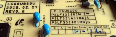 FUENTE DE PODER / SUNBRITE TV 0500-0614-0831 / PSLF331401M / 50006140831 / LC-65UB30U / REV0.6 / PANEL T650QVN06.0 / MODELOS SB-6574UHD / LC-65UB30U - Imagen 2