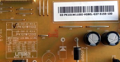 FUENTE DE PODER / BEST BUY / TOSHIBA PK101W1100I / UB-3101-2C REV:A / E301791 / PANEL C500LD-GF61 REV.01 / MODELO 50L420U - Imagen 2