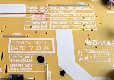 FUENTE DE PODER / SAMSUNG BN44-00923A / L55F6N_MDY / BN4400923A / PANEL CY-KM055FGLV1H / MODELOS UN55LS003 / UN55LS003AFXZA AA01 - Imagen 2